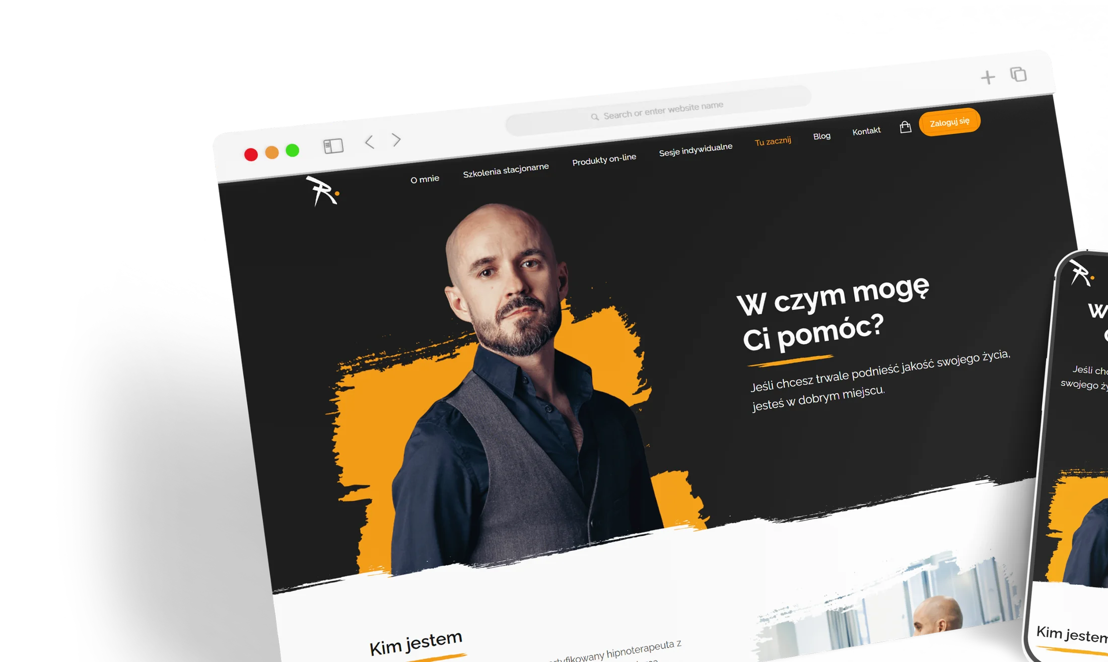 Paweł Rawski website shown on laptop and phone mockups