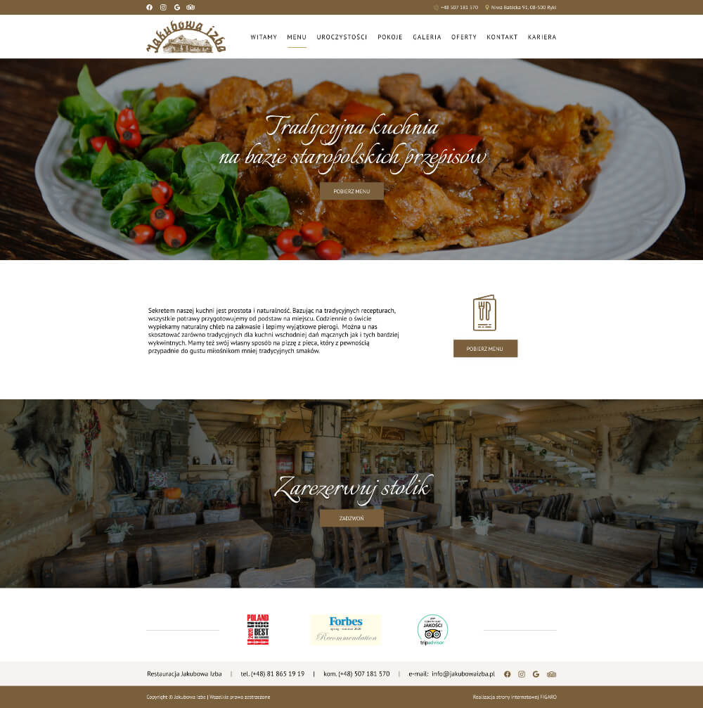 strona www karczma menu