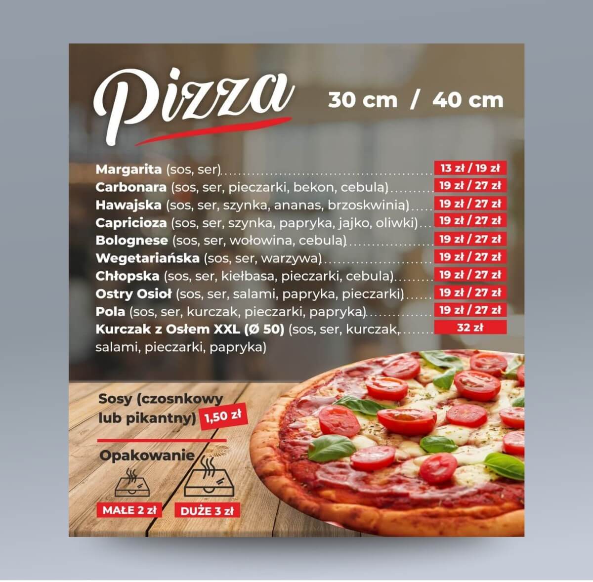 projekt menu pizza