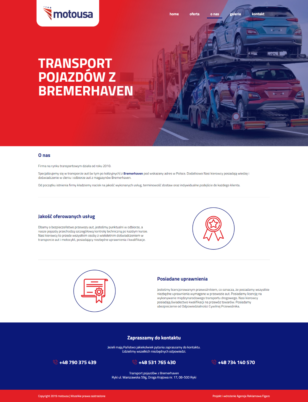 strona internetowa firmy transportowej jakość