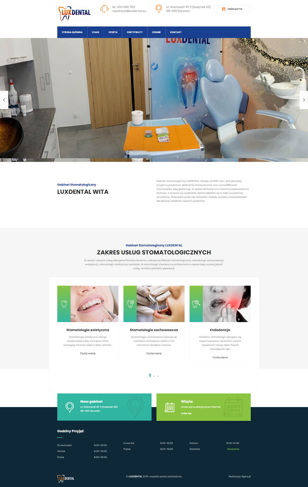 strona internetowa gabinetu stomatologicznego