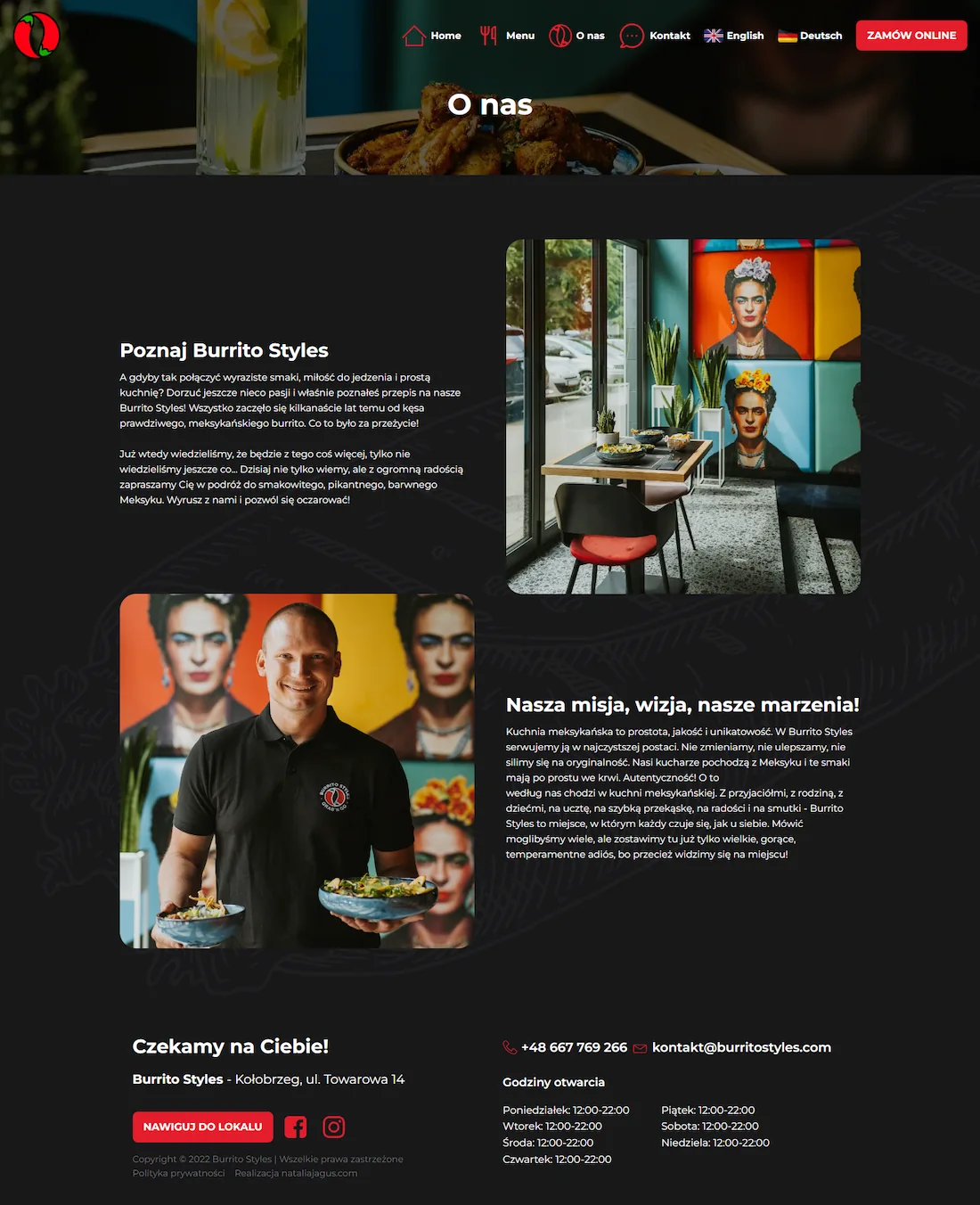 projekt strony restauracji